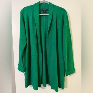 Green Mid-Thigh Length Tahari Cardigan with Pockets, Gently Worn, Size S